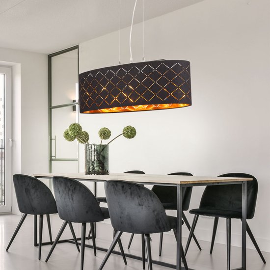Globo - hanglamp - Gunther - zwart - metaal - grote eettafellamp - LED_E27 - 15229H2LMDS