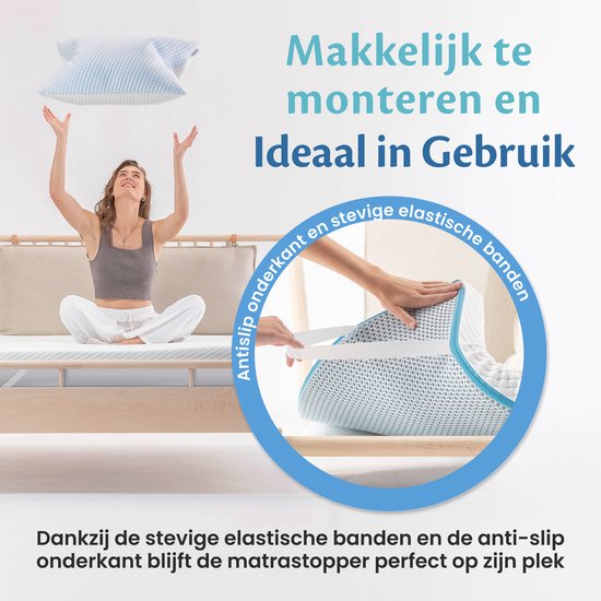 EL Life Topper 120x200 cm - Matras Topdekmatras - Matrastopper Gel Infused Traagschuim & Aircell-schuim - Medium Hardheid