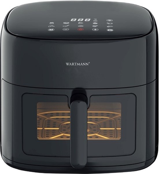 Wartmann Airfryer Compact - PFAS-vrije Heteluchtfriteuse Met Kijkvenster - 6 Liter - 10 Programma's - 1500 Watt - Zwart