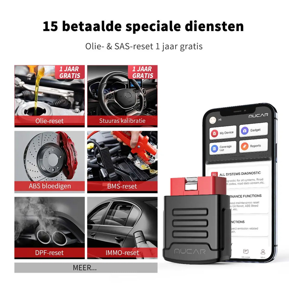 MUCAR BT200 Pro OBD2 Scanner with Bluetooth, Full-System Diagnostics Lifetime Free, 15 Reset Services (1-Year Free), Full OBD2 Functions, Compatible with 128+ Car Brands, for iOS & Android