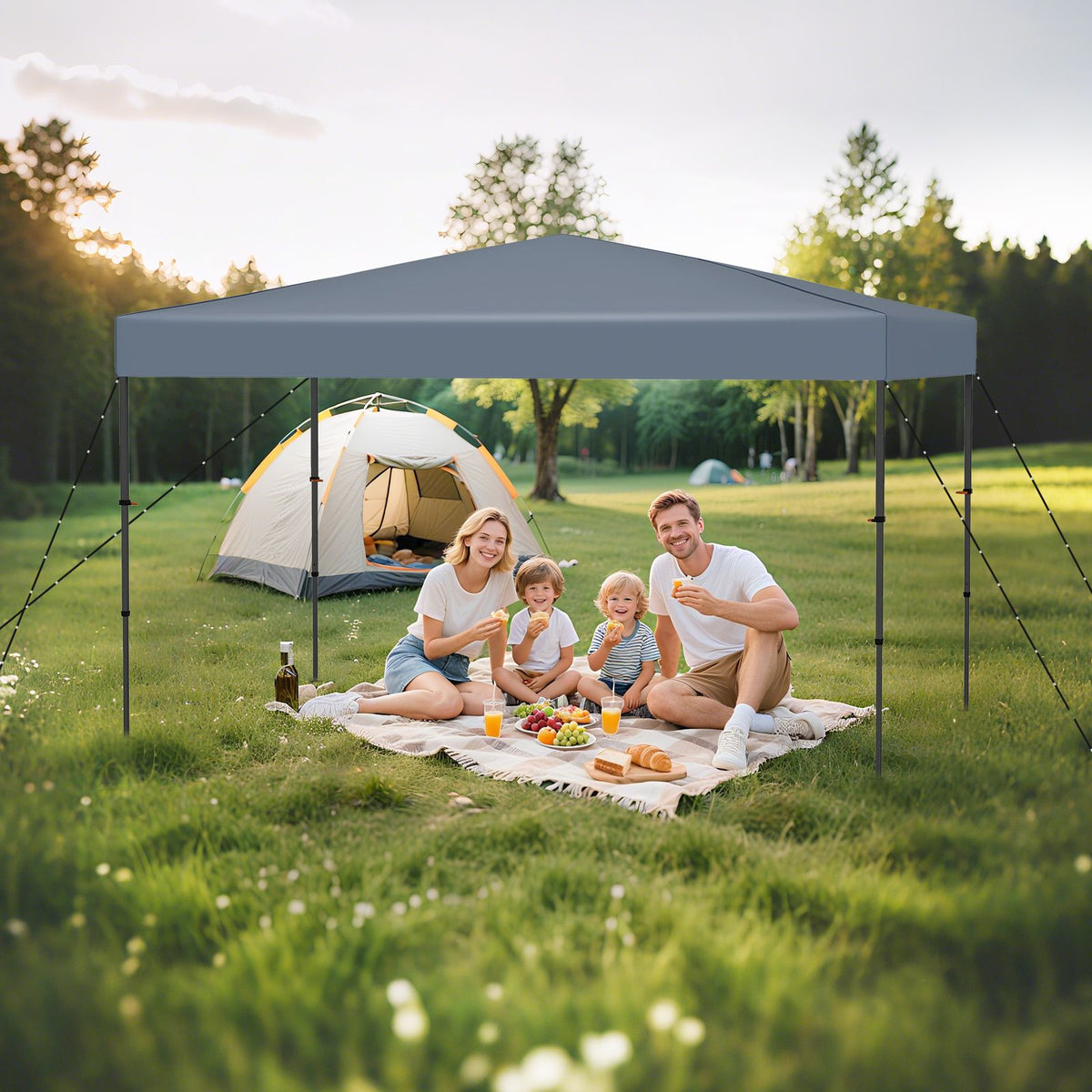 Coast Pop-Up Paviljoen 365 x 225 cm – UV-Bescherming Met Draagtas – Grijs – Oxford Metaal