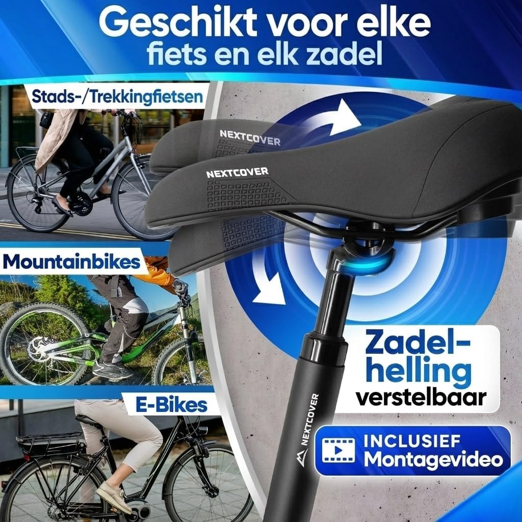 Nextcover Verende Zadelpen Comfort-Spring - 27,2-34,9 mm - Zwart