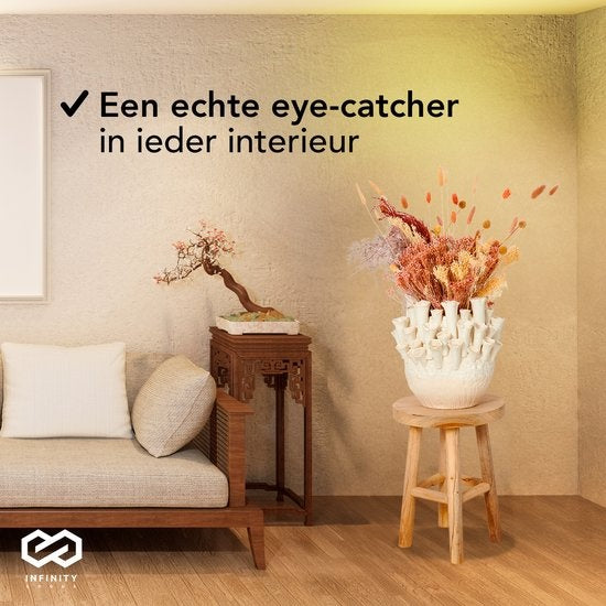 Infinity Goods Kruk Hout - Teakhout - Bijzettafel - Voetenbankje - Plantentafel - Opstapje - Tot 150 kg - Bruin