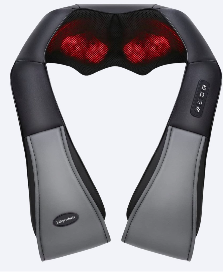 Lifeproducts Shiatsu Massagekussen- Draadloos -  Verwarmd Nek- en Rugmassagetoestel - Snoerloos - Zwart