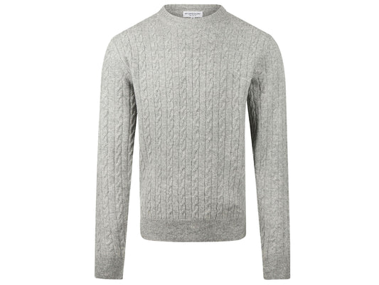 McGregor Cable Crew Neck Sweater Medium Grey Melange - Maat S
