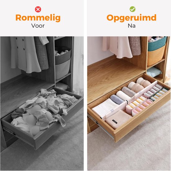 Posity Ladeverdeler - Verstelbaar & Uitschuifbaar - 4 Stuks - Lade Organizer - 38-54 cm - Voor Keuken, Slaapkamer & Kleding - Kunststof - Wit