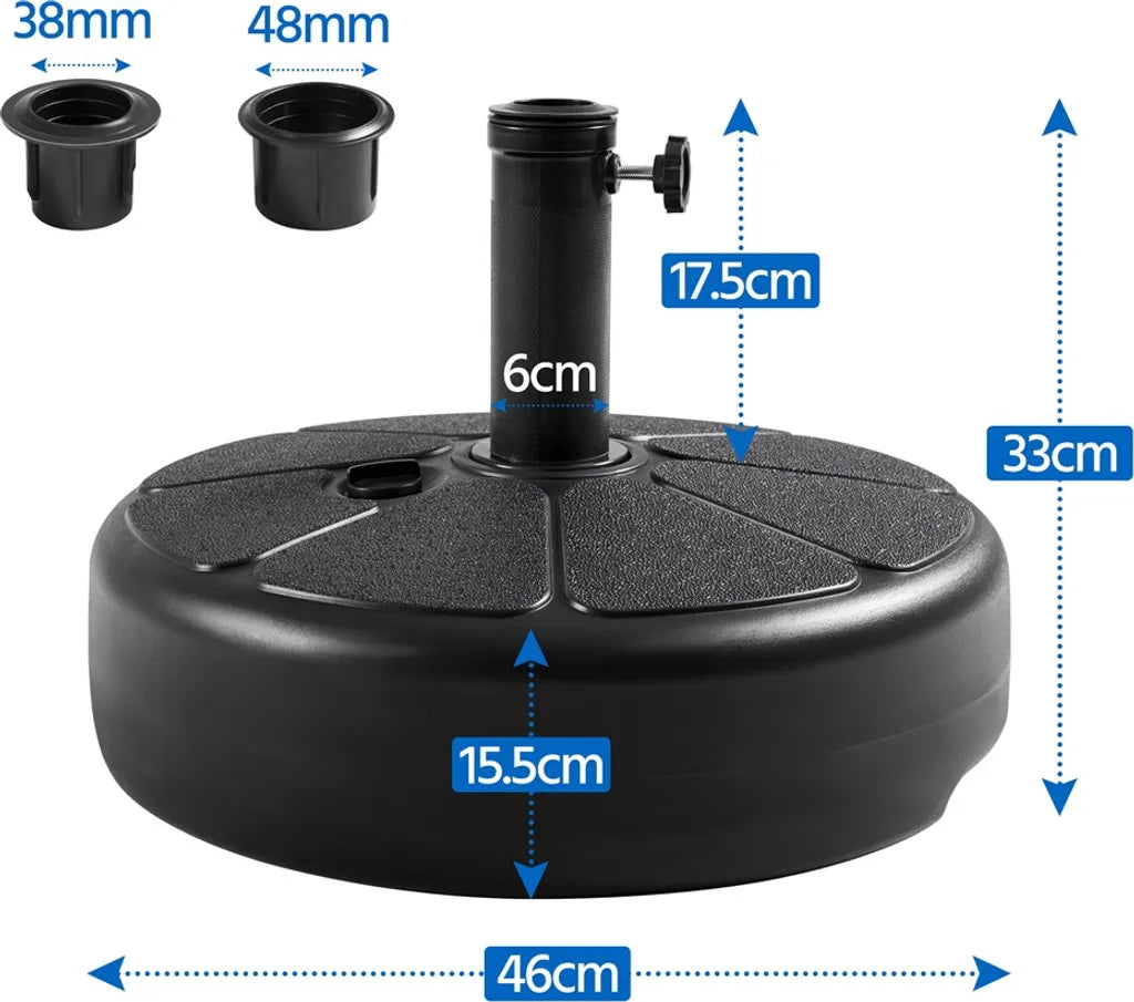Yaheetech Parasolvoet - Vulbaar - Rond - 46x46x33 cm - Zwart