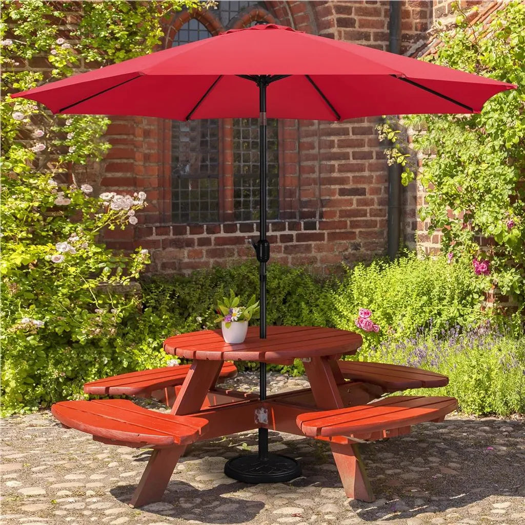 Yaheetech Parasol Ø300 cm - Rood - Kantelbare Tuinparasol met Slingermechanisme en UV50+ Bescherming