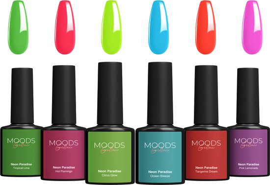 Moods Gellac 6-delige Set - Gellak Starterspakket - Gel Nagellak - 8ML - Neon Paradise - Gellac - Nagels - Chique Kleuren