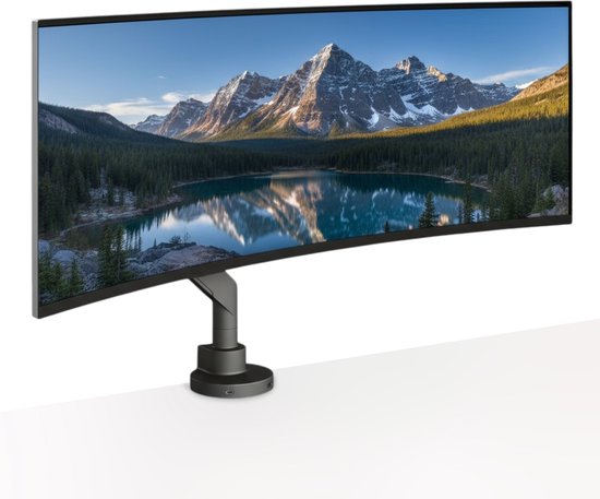 Skoov Monitorarm met gasveer - Voor 13 tot 57 Inch - 27KG draagkracht - Breedbeeldscherm - Beugel voor 1 scherm - Monitor - Stand - Zwart