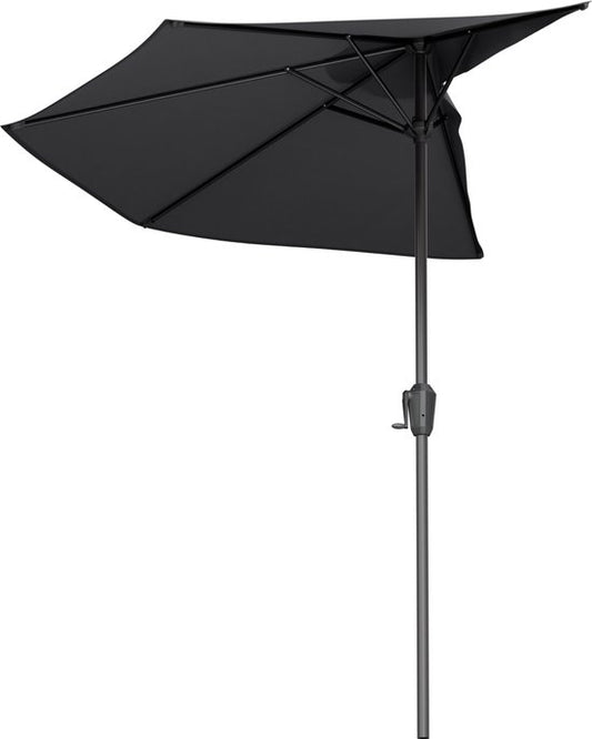 LifeGoods Balkon Parasol - Tuin - 270x135 cm - Halfronde Parasol - Waterdicht - UPF50+ - Donkergrijs