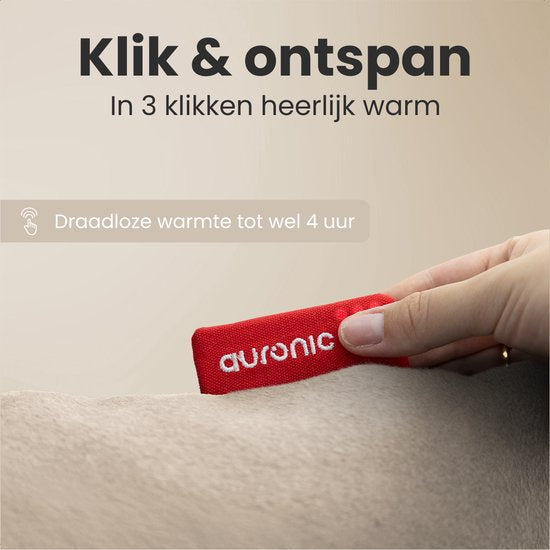 Auronic Warmtekussen - Classic - 45x45 - Draadloos - Oplaadbaar - Elektrisch kussen - Infrarood - Taupe
