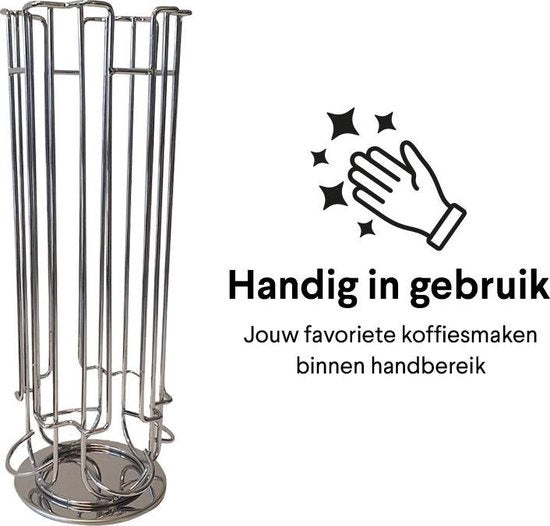 Zindoo Koffie Capsulehouder - Koffiecups standaard - 24 cups - Capsule - Dolce Gusto - Draaibaar - Koffie - Espresso - Metalen standaard - Anti-slip - Cup dispenser - Pad organizer - Zilverkleurig - Capsule houder koffie