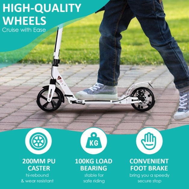 Coast kick scooter met de bel en ondersteuning van riem scooter scooter rolhoogte verstelbare scooter opvouwbaar wit wit