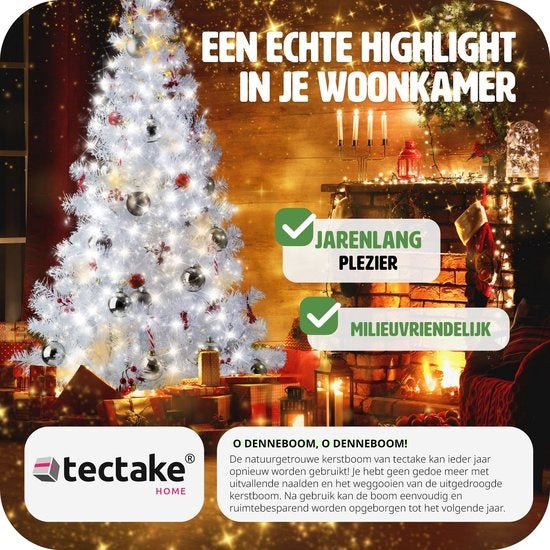 Tectake - witte Kunstkerstboom - 180 cm - incl. standaard - Kerstboom - Dennenboom - 533 punten - 402821