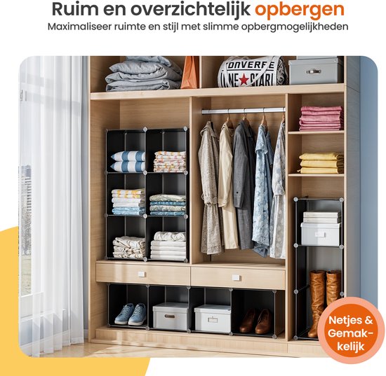 Goliving Opvouwbare Opbergkast - 24 Paar - 92 x 82 cm - Schoenenkast - Schoenenrek met Deuren - Schoenenbank - Zwart