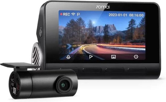 70mai Dash Cam A810 Set - Dashcam voor en achter - 4K Ultra HD met Sony STARVIS 2 sensor - HDR nachtzicht - GPS en ADAS rijassistentie - Parkeerstand beveiliging - WiFi app bediening en G-sensor voor incidentdetectie