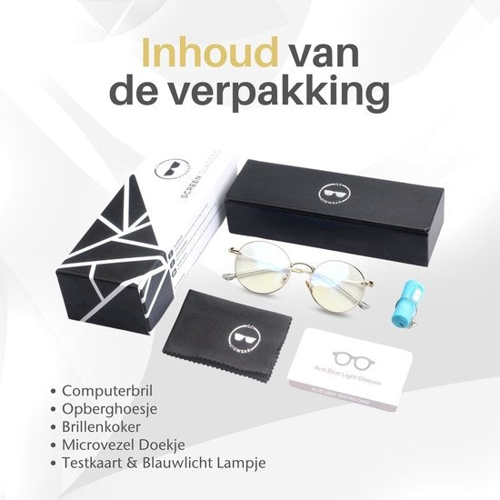 LC Eyewear Computerbril - Blauw Licht Bril - Blue Light Glasses - Beeldschermbril - Metaal - Unisex - Goud