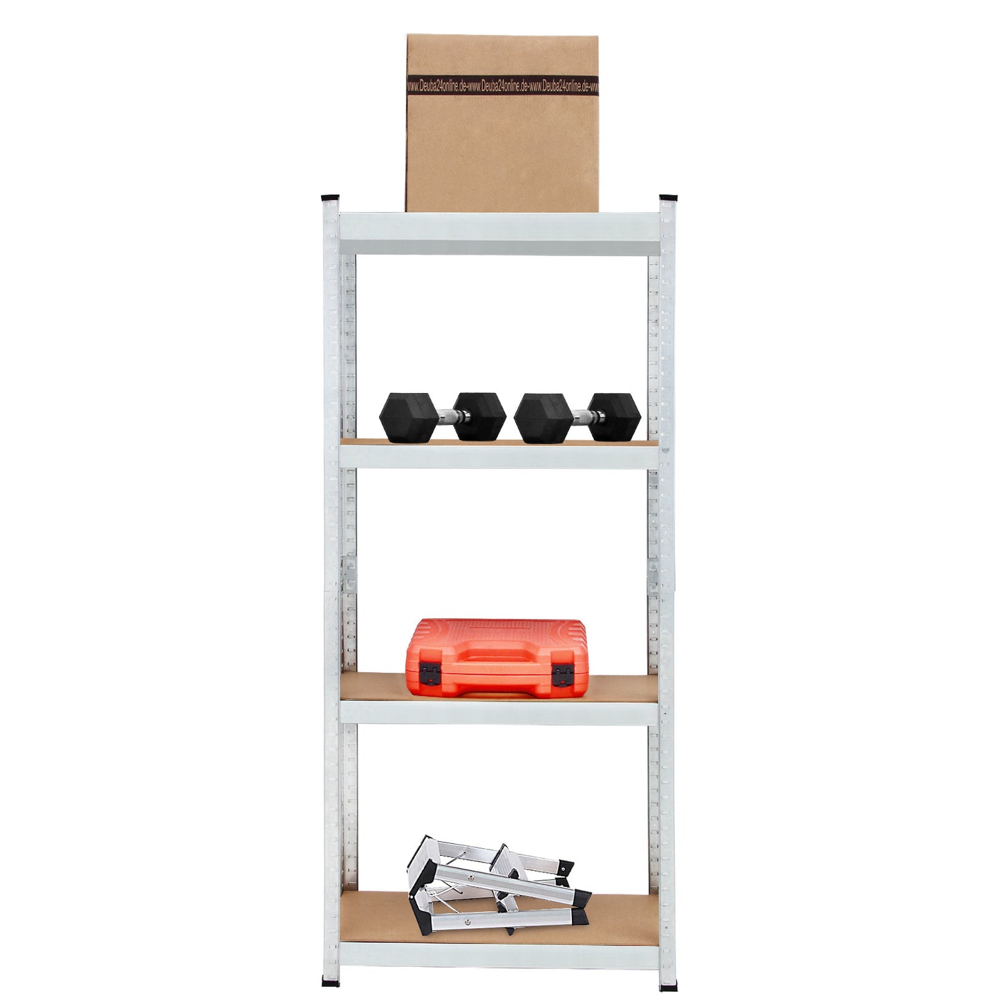 Monzana Opbergrekken - 2 Stuks & 8 MDF-Planken – tot 700kg Zilver