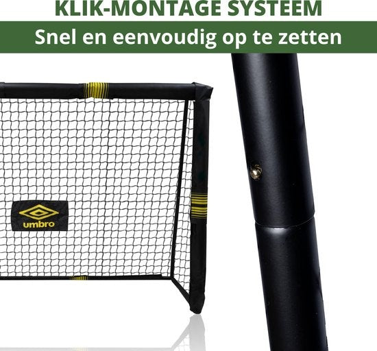 Umbro Voetbaldoel - Voetbal Goal 240 x 160 x 85 cm - Voetbalgoal Groot - Buitenspeelgoed voor Kinderen en Volwassenen - Snelle Montage - Voetbal Training Doel - Metaal - Zwart/ Geel