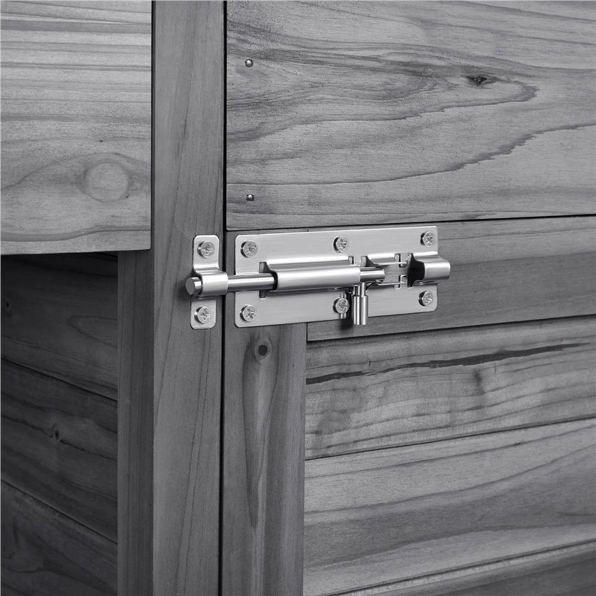 Yaheetech Oppottafel Tuintafel – 101 x 46,5 x 125 cm – Gegalvaniseerd Metalen Werkblad - 3 Zijhaken - Verwijderbare Zijpanelen – Grijs Vurenhout - Metaal