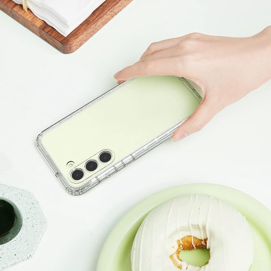 Podec 2-in-1 Hoesje met Screenprotector Geschikt voor Samsung Galaxy S23 Doorzichtig Telefoonhoesje - Anti-Shock Case Cover