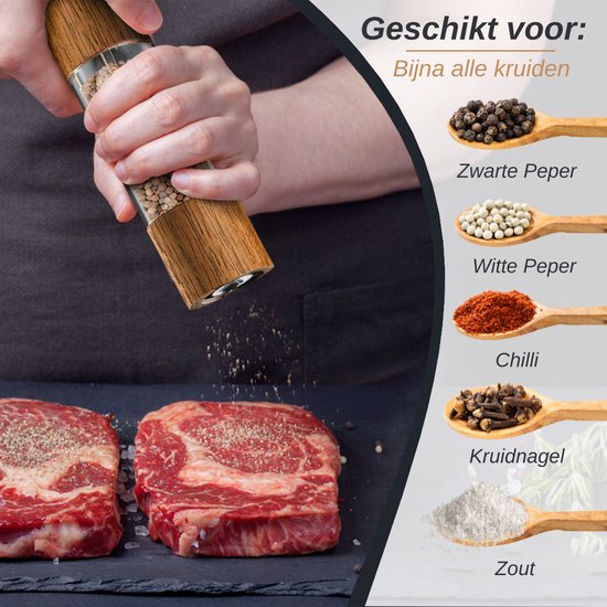 VAIVE Peper en Zoutmolen Set Handmatig – Pepermolen – Hout – Groot