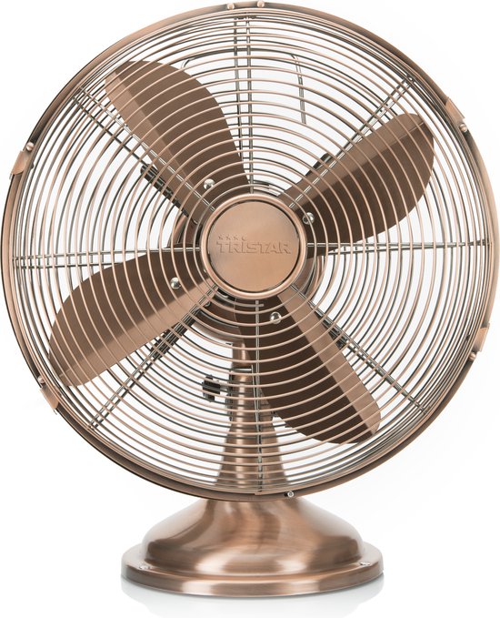 Tristar Retro Tafelventilator 30 cm – Koperen Afwerking – 3 Snelheden – Oscillerend – VE-5970