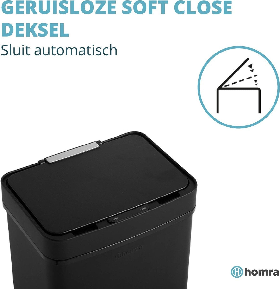 Homra Nexo Prullenbak Afvalscheiding 72 Liter - Zwarte Sensor Prullenbak 3 vakken - 2x12L + 48L - Recycle Afvalbak - Vuilnisbak voor huishouden en kantoor - Vuilbak keuken Afvalemmer - Afvalscheidingsprullenbakken - Automatische Soft Close Deksel