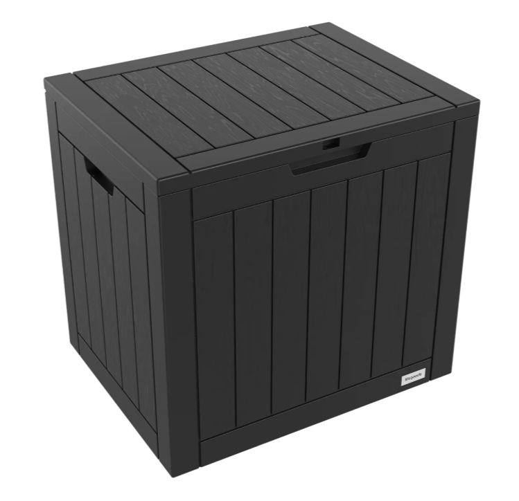 LifeGoods Opbergbox XXS 118L - Tuinkussen Opbergbox - Waterdicht - Weerbestendig - Houtlook - Met Slothouder - Grijs