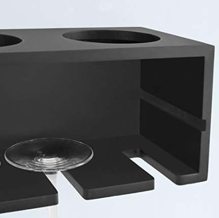 SoBuy FRG66-L-SCH Wijnrek – Wandmontage – 4 Flessen & 6 Glazen – 48 x 12 x 12 cm – Zwart