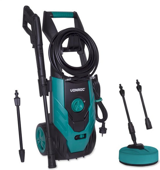 VONROC Hogedrukreiniger – Incl. Accessoires & Reinigingstank – 140 bar, 420 l/h – 1800 W – Zwart
