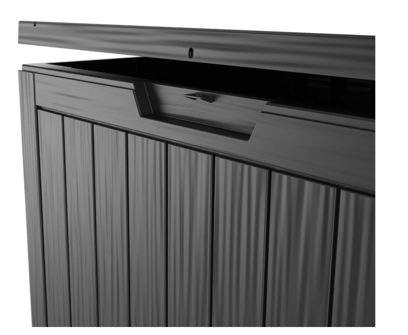 LifeGoods Opbergbox XS 170L - Tuinkussen Opbergbox - Waterdicht - Weerbestendig - Houtlook - Met Slothouder - Grijs