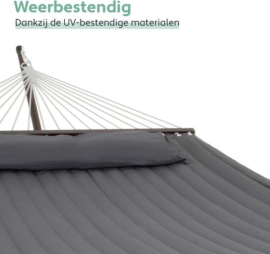 Vita5 Hangmat met Standaard 2 Persoons - Hangmatsets - Tuin Hangmat met Spreidstok en Frame - Donker Grijs - UV-bestendig - Draaggewicht Tot 200 kg