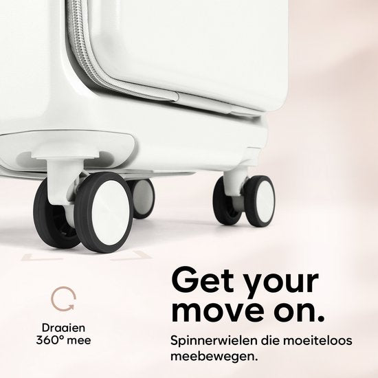 SC Handbagage Koffer 35L - Lichtgewicht Trolley - Spinnerwielen - TSA-slot en Laptopvak - Reiskoffer met Handig Voorvak - 55 cm - Off-white