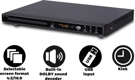Denver DVD-speler met HDMI - Ondersteunt FULL HD - CD-speler - Dolby Digital-decoder - USB / Scart - DVH1245 - Zwart