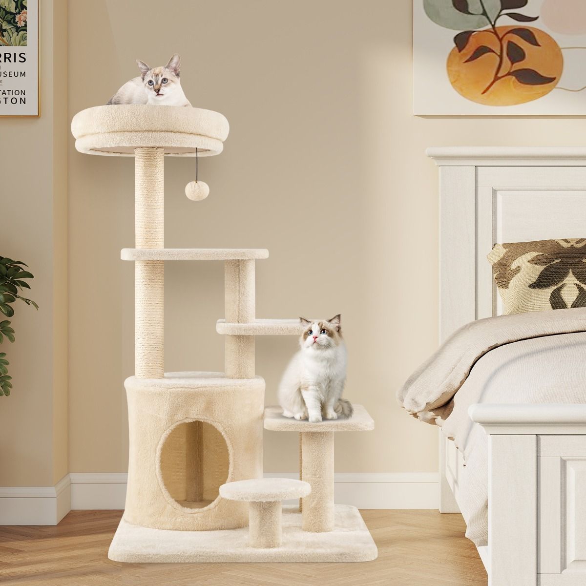 Coast Kattenboom - meerdere verdiepingen - sisal krabpalen - beige/grijs - 102 cm
