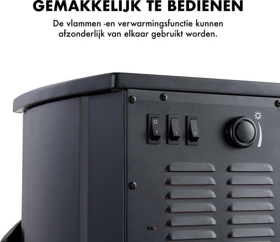 MOA Elektrische Haard EFS183 – Sfeerhaard & Heater – 2000W – Realistische Vlammen – Plek Voor Decoratiehout – Zwart