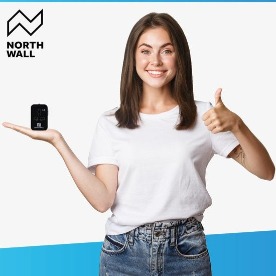 Northwall Universele Wereldstekker met 2 Fast Charge USB Poorten - Internationale Reisstekker voor 150+ Landen - Engeland, Amerika, Zuid Afrika, USA, Italië, Uk, Australië, India, ...