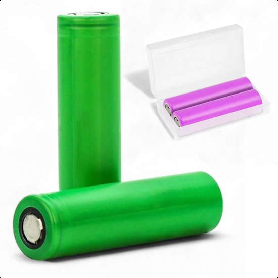 Tech Essentials 18650 Oplaadbare Li-ion Batterij - 2500mAh 3,7V - 5A - Lithium - Houder - Accu - 2-Pack