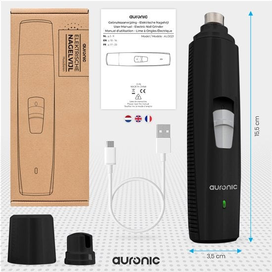 Auronic Elektrische Nagelvijl - voor Dieren - Oplaadbaar - Draadloos - Diamant Vijlkop - Hond/Katten - Zwart