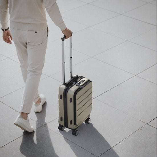 TRVLMORE Reiskoffer - 54x37x23 cm - Met Voorvak - 44L - TSA-slot - 4 Wielen - Champagne