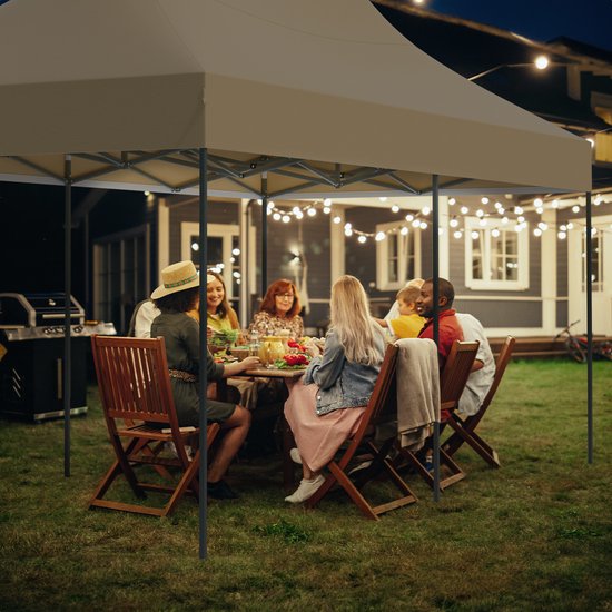 LifeGoods Partytent - Paviljoen - EasyUp - Opvouwbaar - Waterdicht - Met Draagtas met wielen - 300 x 600 cm - Beige