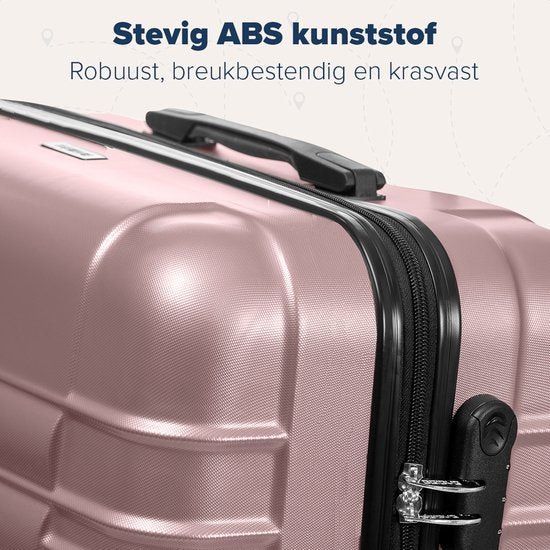 TRVLMORE Kofferset - 2 Delig - 38L Handbagage + 110L Ruimbagage - Lichtgewicht - Trolley - Reiskoffer Set - Roségoud