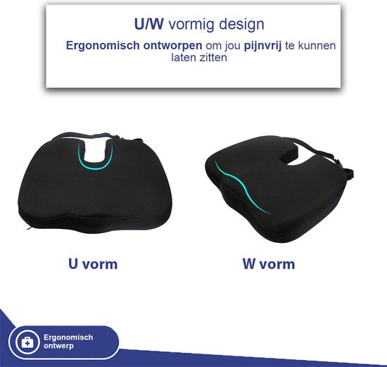 Sleeptight Zitkussen - Orthopedisch - Stuitkussen - Ergonomisch - Stoelverhoger - 45cm