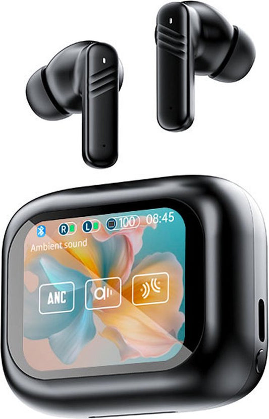 SoundVibe® - Earbuds Draadloos Met Noice Cancelling - Zwart - Bluetooth Oordopjes - Noice Cancelling Hoofdtelefoon - LX-10 Earpods met Scherm - Werkt Met Apple En Android - Earpods USB C - Wireless Earphons - Oortjes Draadloos