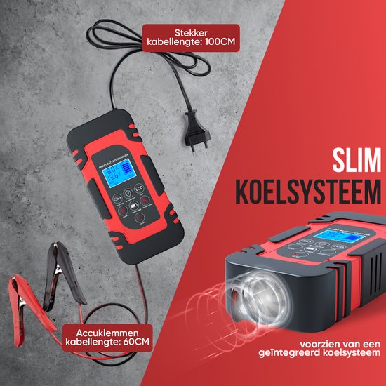 Strex Acculader - 12/24V 4/6/8A - Reparatiemodus - Voor Auto / Motor / Scooter / Boot / Camper