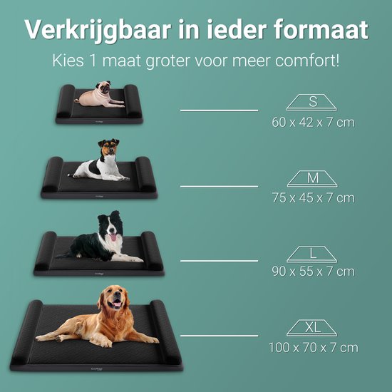 CozySense® Orthopedisch Hondenkussen - 60 X 42 cm - Maat S - Waterdicht - Geschikt Als Benchkussen & Hondenbed - Wasbare Hoes - Zwart