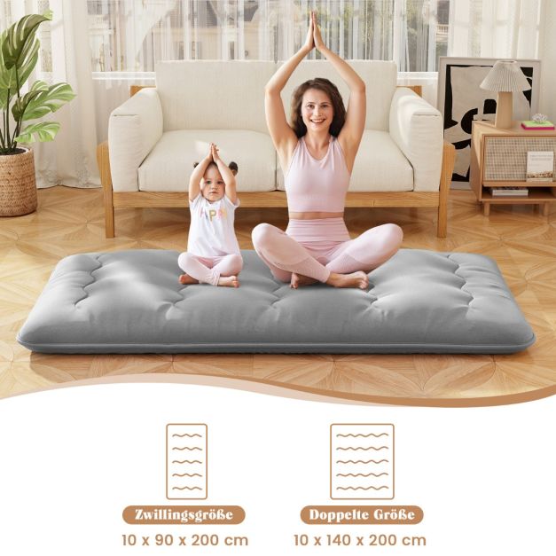 Coast Japanse Futonmatras – Oprolbaar Tatami Matras met Wasbare Hoes en Draagtas – 90/140 x 200 x 10 cm