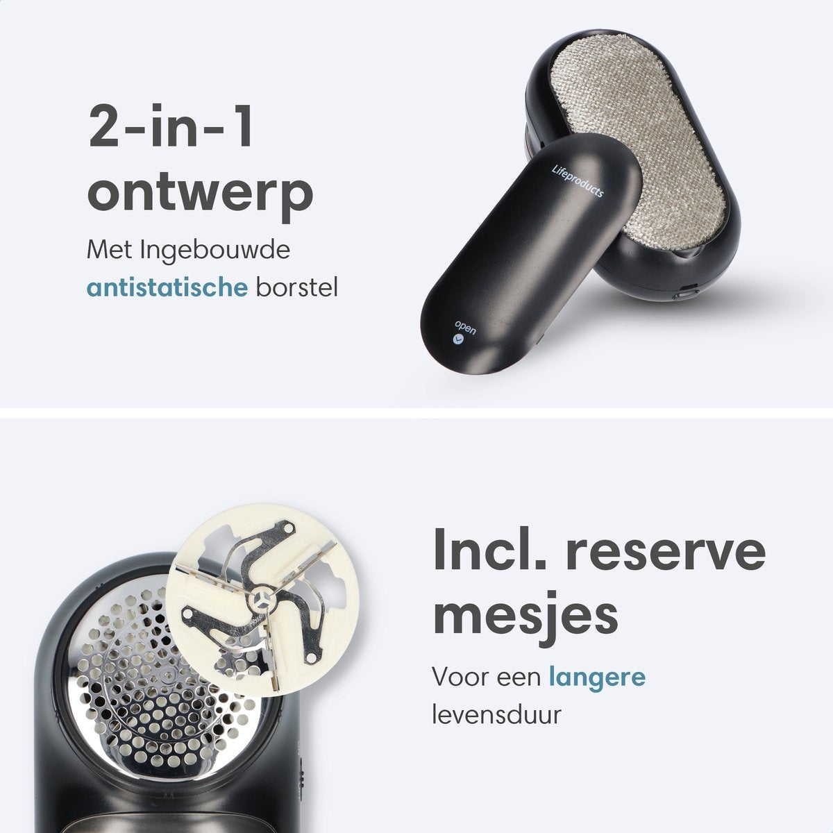 Pluizenverwijderaar - Draadloos en Oplaadbaar - Ontpiller - Ontpluizer - Pluizendief Met 3 Extra Mesjes en Opbergtas - 2-in-1